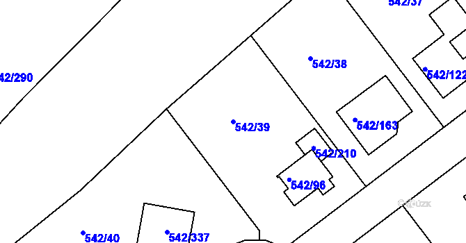 Parcela st. 542/39 v KÚ Lhota u Dobřan, Katastrální mapa