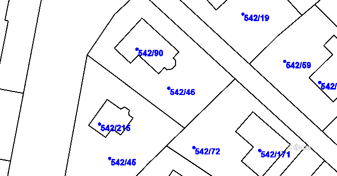 Parcela st. 542/46 v KÚ Lhota u Dobřan, Katastrální mapa
