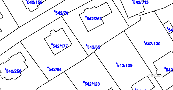 Parcela st. 542/65 v KÚ Lhota u Dobřan, Katastrální mapa