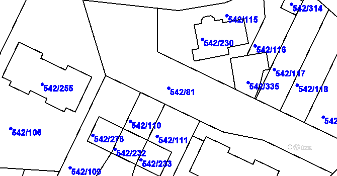 Parcela st. 542/81 v KÚ Lhota u Dobřan, Katastrální mapa