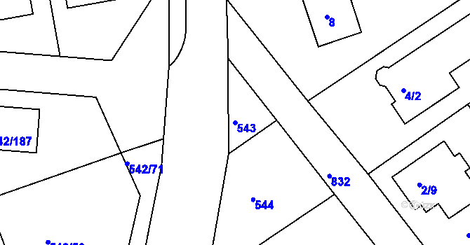 Parcela st. 543 v KÚ Lhota u Dobřan, Katastrální mapa