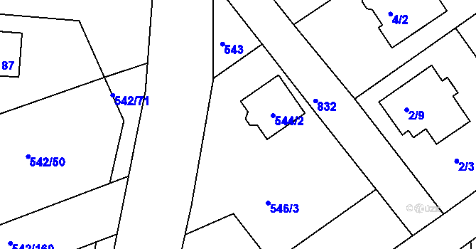 Parcela st. 544 v KÚ Lhota u Dobřan, Katastrální mapa