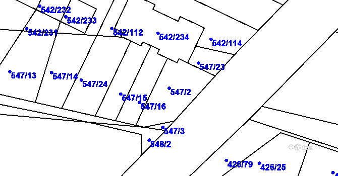 Parcela st. 547/2 v KÚ Lhota u Dobřan, Katastrální mapa