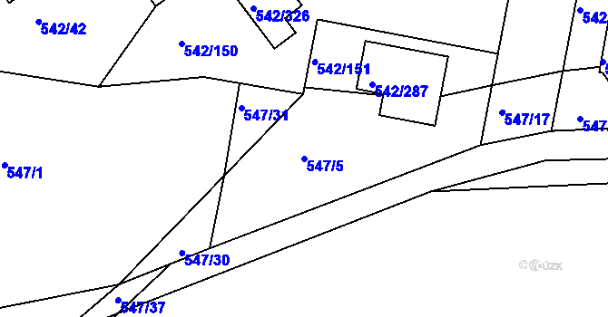 Parcela st. 547/5 v KÚ Lhota u Dobřan, Katastrální mapa