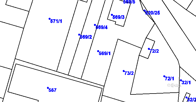 Parcela st. 569/1 v KÚ Lhota u Dobřan, Katastrální mapa