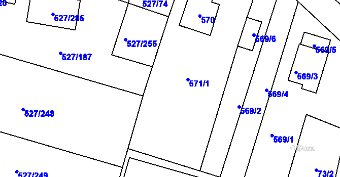 Parcela st. 571 v KÚ Lhota u Dobřan, Katastrální mapa