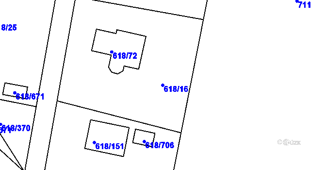 Parcela st. 618/16 v KÚ Lhota u Dobřan, Katastrální mapa