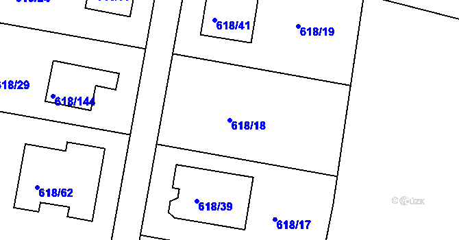 Parcela st. 618/18 v KÚ Lhota u Dobřan, Katastrální mapa