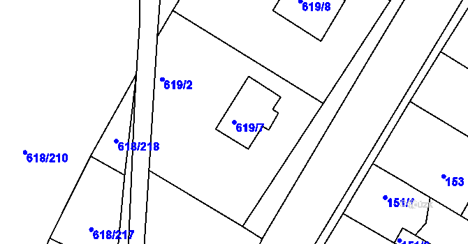 Parcela st. 619/7 v KÚ Lhota u Dobřan, Katastrální mapa