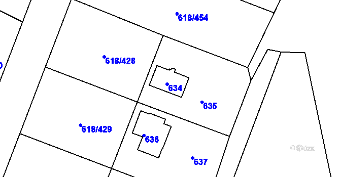 Parcela st. 634 v KÚ Lhota u Dobřan, Katastrální mapa