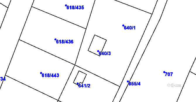 Parcela st. 640/3 v KÚ Lhota u Dobřan, Katastrální mapa