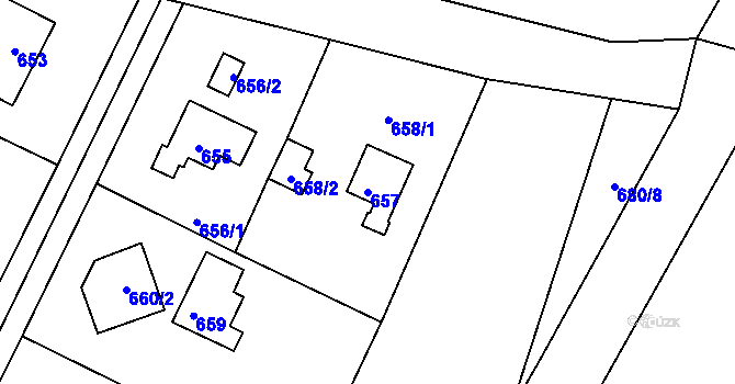 Parcela st. 657 v KÚ Lhota u Dobřan, Katastrální mapa