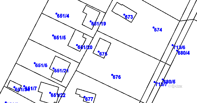 Parcela st. 675 v KÚ Lhota u Dobřan, Katastrální mapa