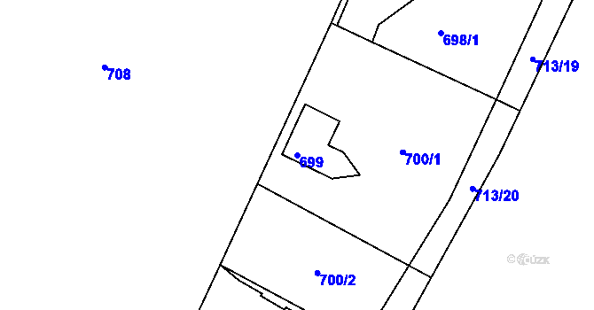 Parcela st. 699 v KÚ Lhota u Dobřan, Katastrální mapa