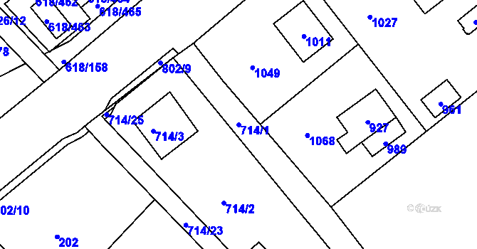 Parcela st. 714/1 v KÚ Lhota u Dobřan, Katastrální mapa