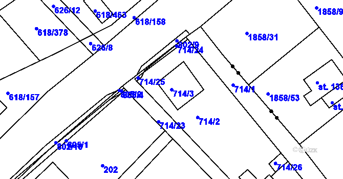 Parcela st. 714/3 v KÚ Lhota u Dobřan, Katastrální mapa
