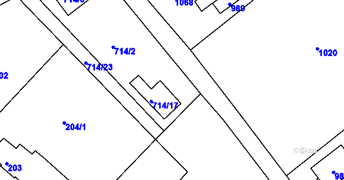 Parcela st. 714/4 v KÚ Lhota u Dobřan, Katastrální mapa
