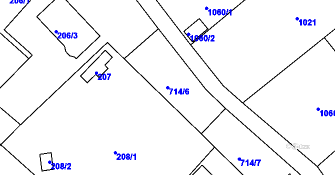 Parcela st. 714/6 v KÚ Lhota u Dobřan, Katastrální mapa