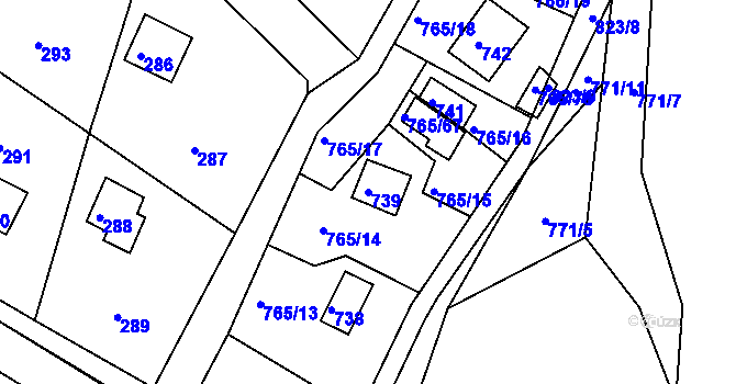 Parcela st. 739 v KÚ Lhota u Dobřan, Katastrální mapa