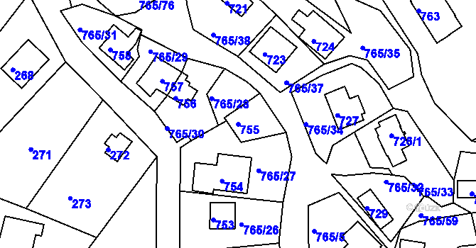 Parcela st. 755 v KÚ Lhota u Dobřan, Katastrální mapa