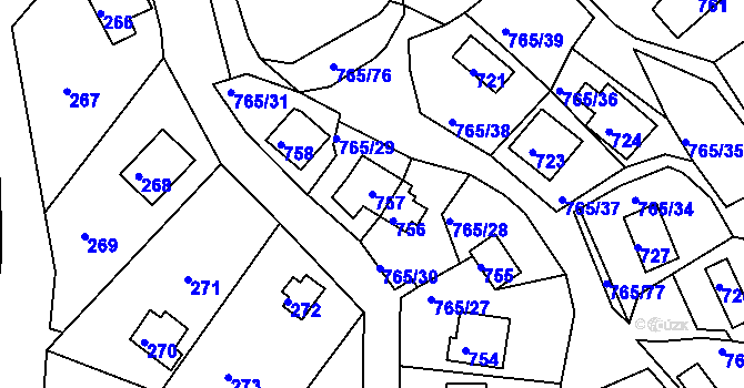 Parcela st. 757 v KÚ Lhota u Dobřan, Katastrální mapa