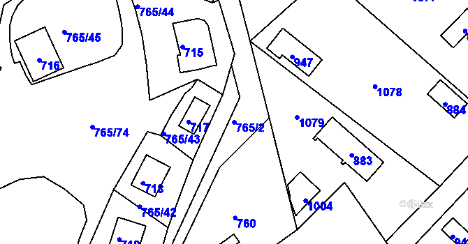Parcela st. 765/2 v KÚ Lhota u Dobřan, Katastrální mapa