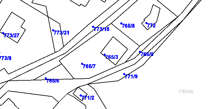 Parcela st. 765/3 v KÚ Lhota u Dobřan, Katastrální mapa