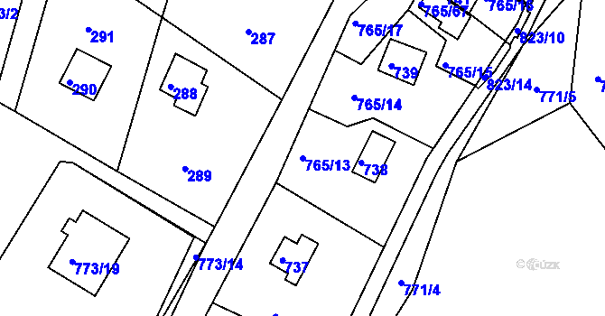 Parcela st. 765/13 v KÚ Lhota u Dobřan, Katastrální mapa