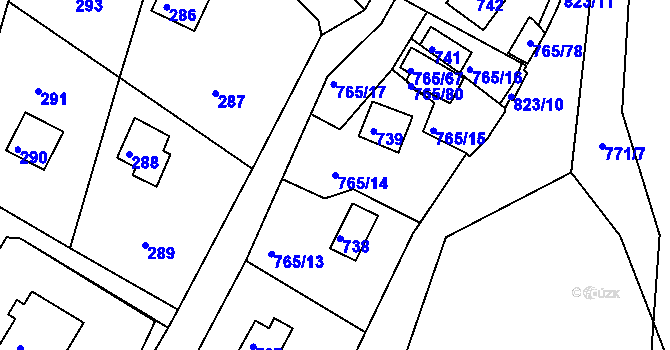 Parcela st. 765/14 v KÚ Lhota u Dobřan, Katastrální mapa