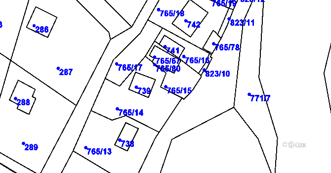 Parcela st. 765/15 v KÚ Lhota u Dobřan, Katastrální mapa