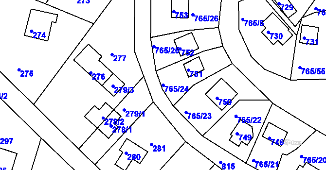Parcela st. 765/24 v KÚ Lhota u Dobřan, Katastrální mapa