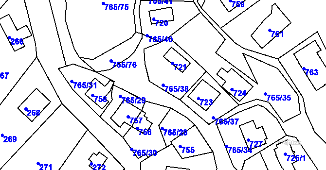 Parcela st. 765/38 v KÚ Lhota u Dobřan, Katastrální mapa