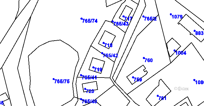 Parcela st. 765/42 v KÚ Lhota u Dobřan, Katastrální mapa