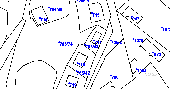 Parcela st. 765/43 v KÚ Lhota u Dobřan, Katastrální mapa