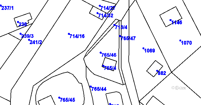 Parcela st. 765/46 v KÚ Lhota u Dobřan, Katastrální mapa