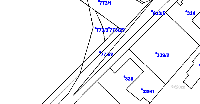 Parcela st. 773/2 v KÚ Lhota u Dobřan, Katastrální mapa