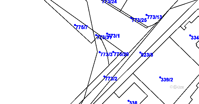 Parcela st. 773/3 v KÚ Lhota u Dobřan, Katastrální mapa