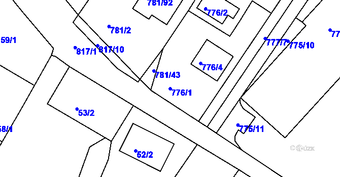 Parcela st. 776/1 v KÚ Lhota u Dobřan, Katastrální mapa