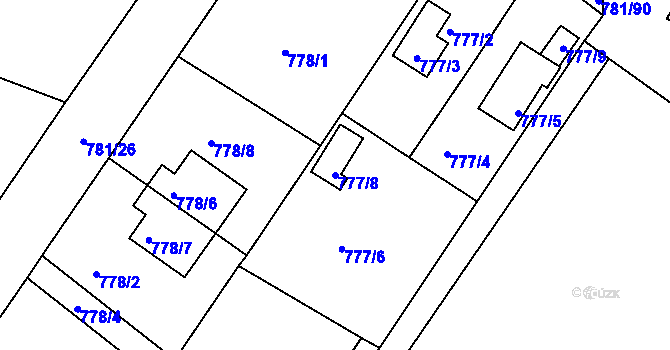 Parcela st. 777/8 v KÚ Lhota u Dobřan, Katastrální mapa