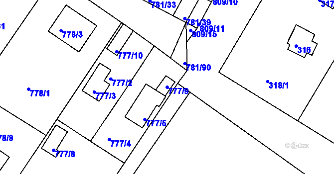 Parcela st. 777/9 v KÚ Lhota u Dobřan, Katastrální mapa