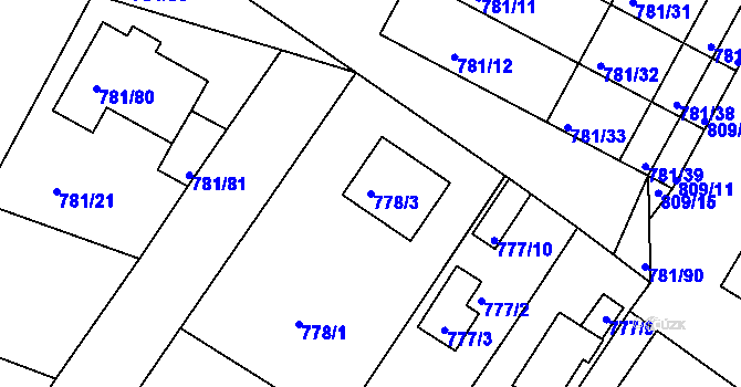 Parcela st. 778/3 v KÚ Lhota u Dobřan, Katastrální mapa