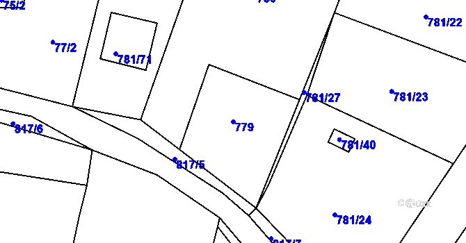 Parcela st. 779 v KÚ Lhota u Dobřan, Katastrální mapa