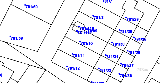 Parcela st. 781/10 v KÚ Lhota u Dobřan, Katastrální mapa