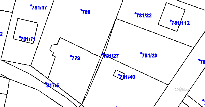 Parcela st. 781/27 v KÚ Lhota u Dobřan, Katastrální mapa