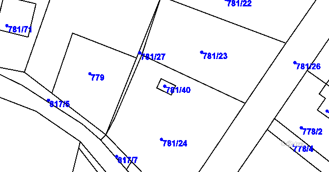 Parcela st. 781/40 v KÚ Lhota u Dobřan, Katastrální mapa
