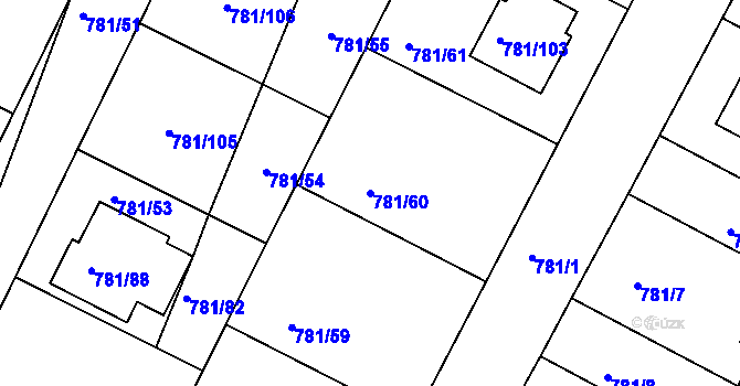 Parcela st. 781/60 v KÚ Lhota u Dobřan, Katastrální mapa