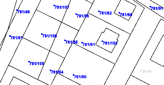 Parcela st. 781/61 v KÚ Lhota u Dobřan, Katastrální mapa