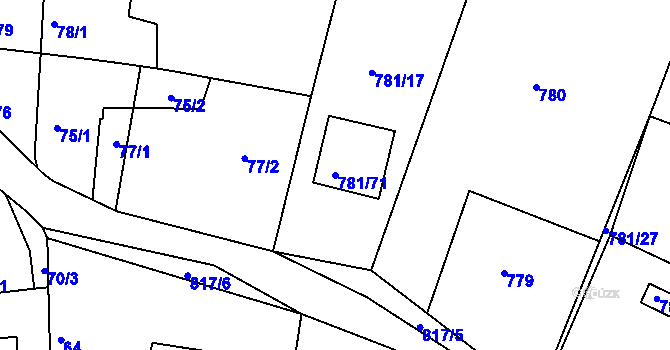 Parcela st. 781/71 v KÚ Lhota u Dobřan, Katastrální mapa