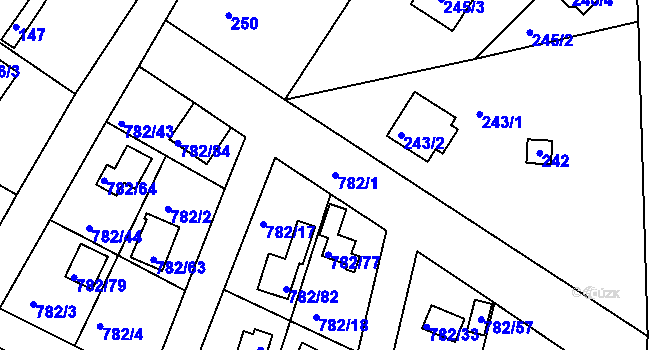 Parcela st. 782/1 v KÚ Lhota u Dobřan, Katastrální mapa