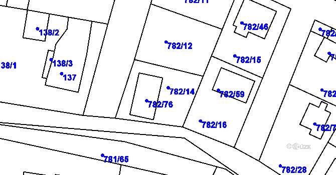 Parcela st. 782/14 v KÚ Lhota u Dobřan, Katastrální mapa